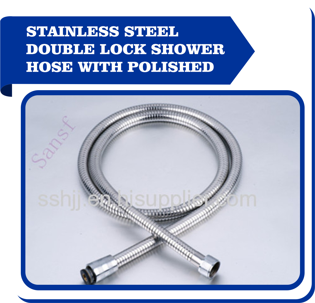 Stainless steel double lock shower hose with polished